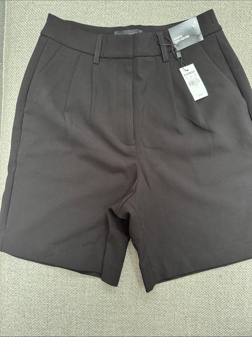 Express Women’s High-Waisted Black Flat-Pleat Shorts